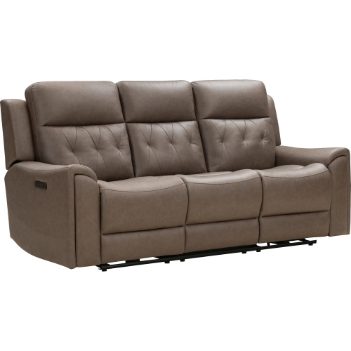 Phillip Power Reclining Sofa with Power Headrests & Hidden Cup Holders in Simba Brown Fabric